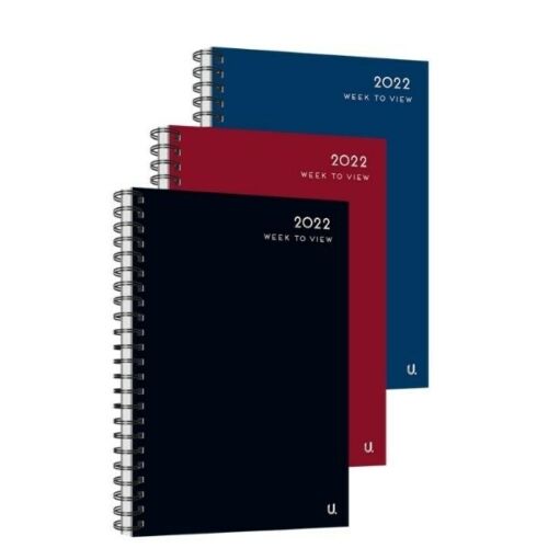 2022 A5 Spiral Week to View Classic Diary Planner Hardback Cover Office Home