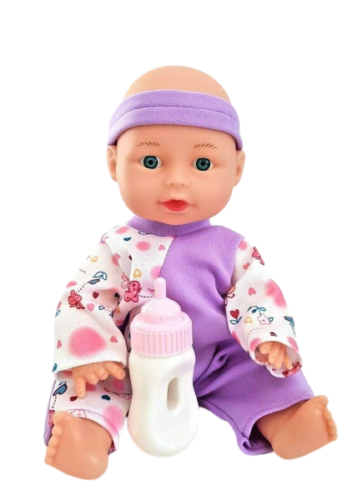 10" Baby Doll With Feeding Bottle And Sounds Girls Boys Cuddle Toy Xmas Gift New