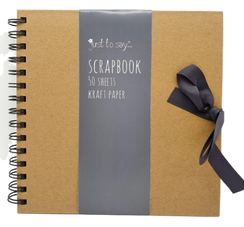8" Square Kraft Paper Scrapbook Photo Album Book Wiro Bound Ribbon Tie 50 Sheets