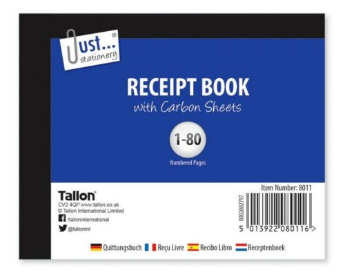 5 Pack Duplicate Receipt Books – Numbered Carbon Copy Receipt Pads, 80 Pages Each