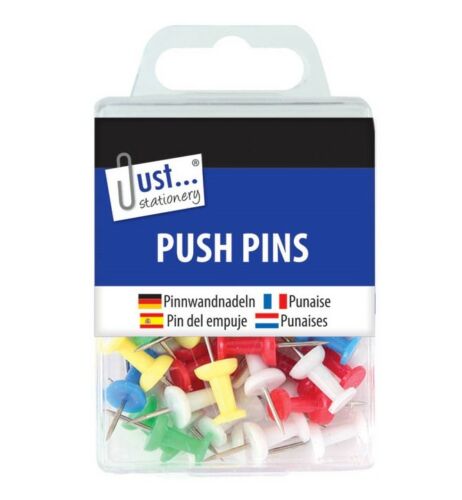 50 Pack Coloured Push Pins – Cork Board Drawing Pins for Office, School, Notice Board & Craft Use