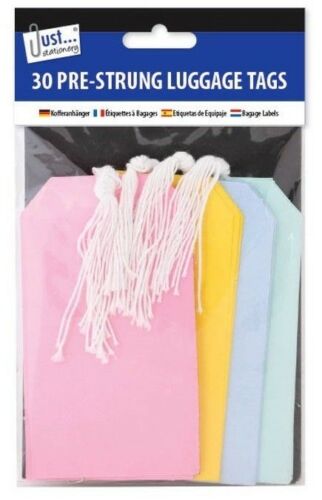 30 Pack Large Coloured Paper Luggage Tags with String – Tie-On Travel Bag Labels for Suitcases, Parcels, Keys & Identification