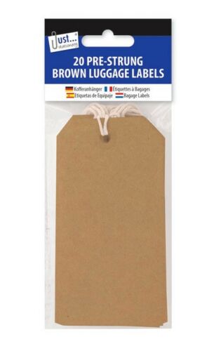 20 x Pre Strung Brown Luggage Labels Tie on Retail Luggage Tags with String