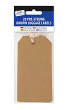 Load image into Gallery viewer, 20 x Pre Strung Brown Luggage Labels Tie on Retail Luggage Tags with String

