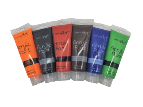 2 x Work of Art Acrylic Paint Tube Set All Colours Artist Painting Painter 120ml