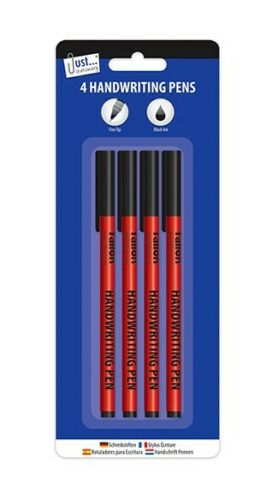 4 Pack Black Ink Handwriting Pens – Smooth Flow Fine Tip Writing Pens for School, Office & Home Use