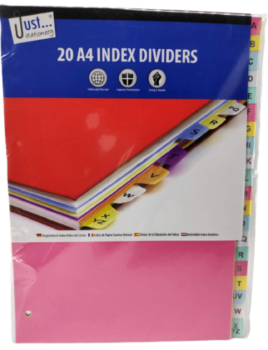 20 A4 A-Z Index Folder Dividers Ready To Use Ring Binder Files Universal Punched