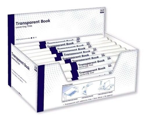 1 Roll x Self Adhesive Book Cover Film 30cm x 1m Clear Plastic Sticky Back