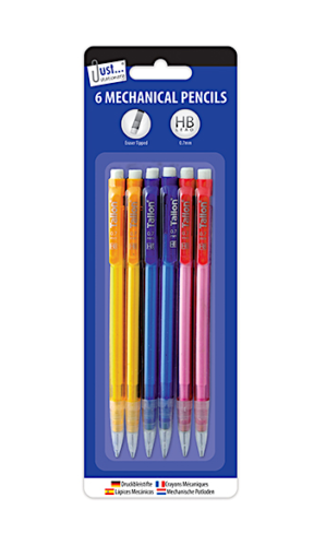 6 Pack Mechanical Pencils with Erasers 0.7mm Lead HB Propelling