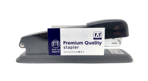 Black Metal Full Strip Stapler Heavy Duty 26/6 – Durable Office Desk Stapler for School, Home & Business Stationery