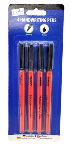 4 Pack Black Ink Handwriting Pens – Smooth Flow Fine Tip Writing Pens for School, Office & Home Use