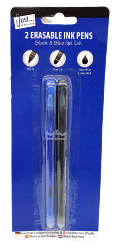 2 Pack Erasable Ink Pens – Refillable Writing Pens with Eraser for School, Office & Home
