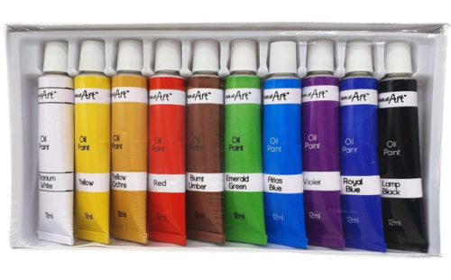 10 Assorted Colour Oil Paints Set Artist Art Craft 12ml Painting Tubes Paint Kit
